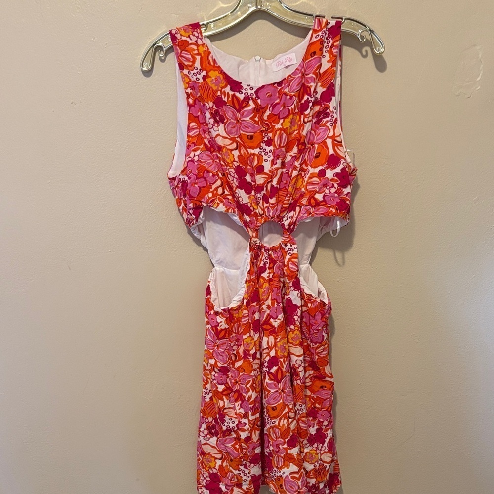 Pink Lily Vibrant Floral Cutout Dress